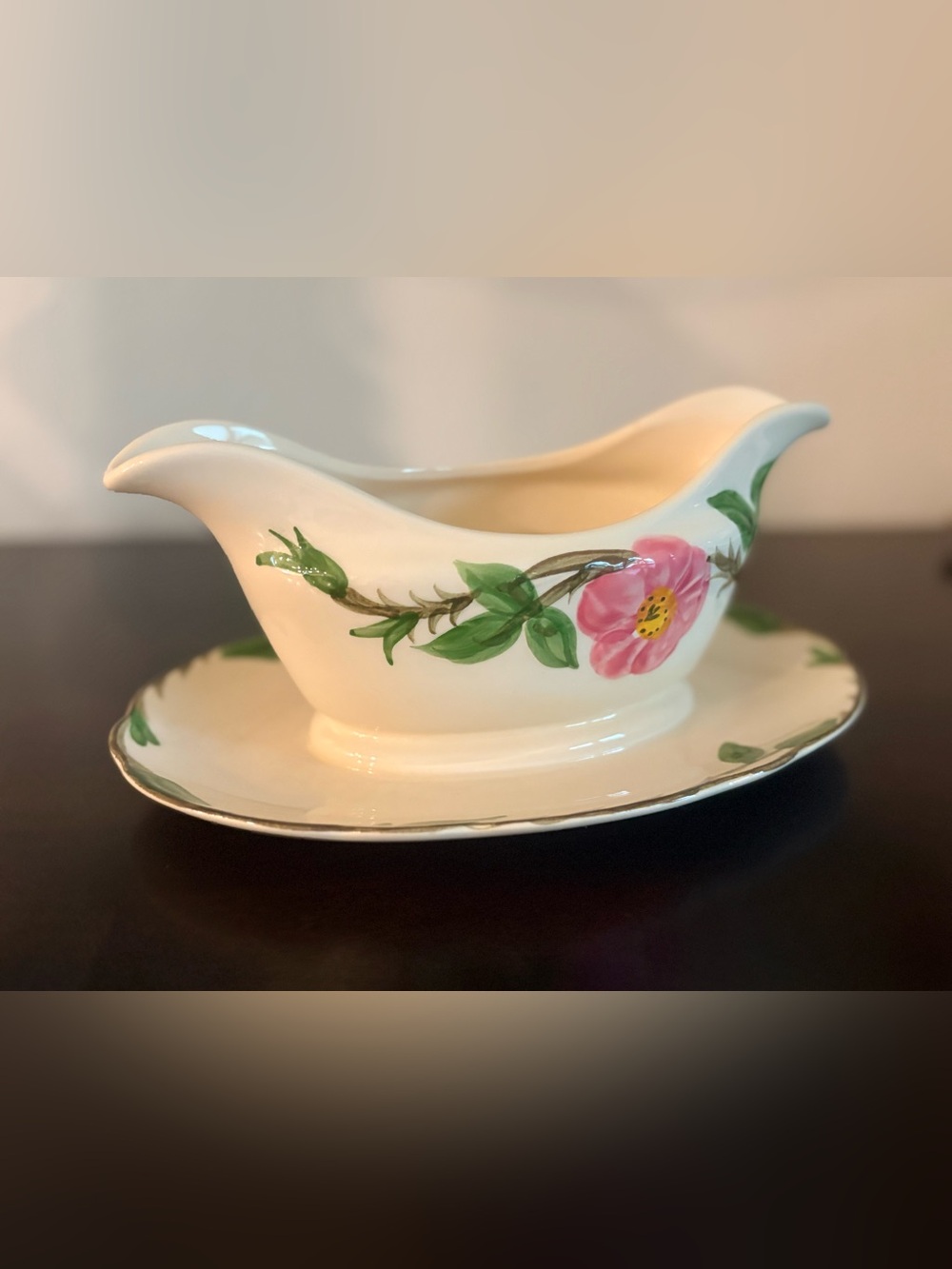 Franciscan Desert Rose Gravy Boat Attached Underplate Made in England